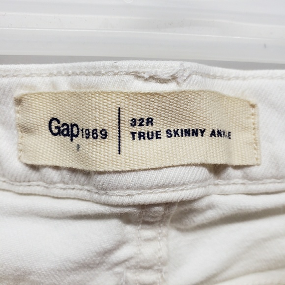 GAP True Skinny Ankle White Denim Jeans 32R - Picture 5 of 6